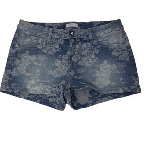 Y2K Candies Women's Size 9‎ Floral Print Denim Blue Jean Shorts Booty Shorts